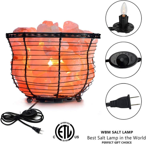 Tall Round Basket Salt Lamp, 8-10 Lbs | HIMALAYAN GLOW
